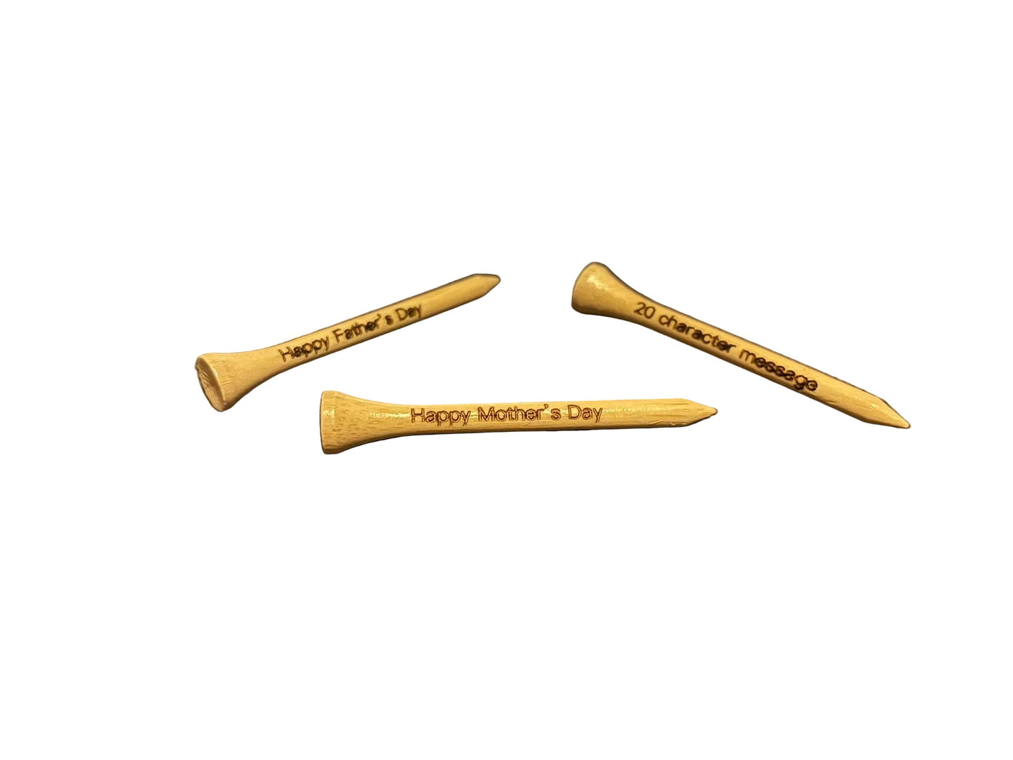 10x Personalised golf 70mm bamboo golf tees - 3F Golf