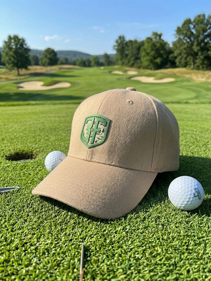 Beige Golf Hat | 3F Golf Logo - 3F Golf