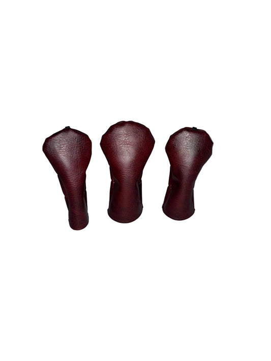 Burgundy Red Faux Leather Golf Headcovers - 3F Golf