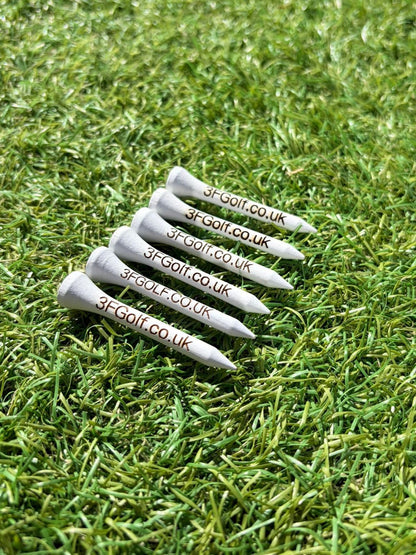 10x Personalised golf 54mm white golf tees - 3F Golf