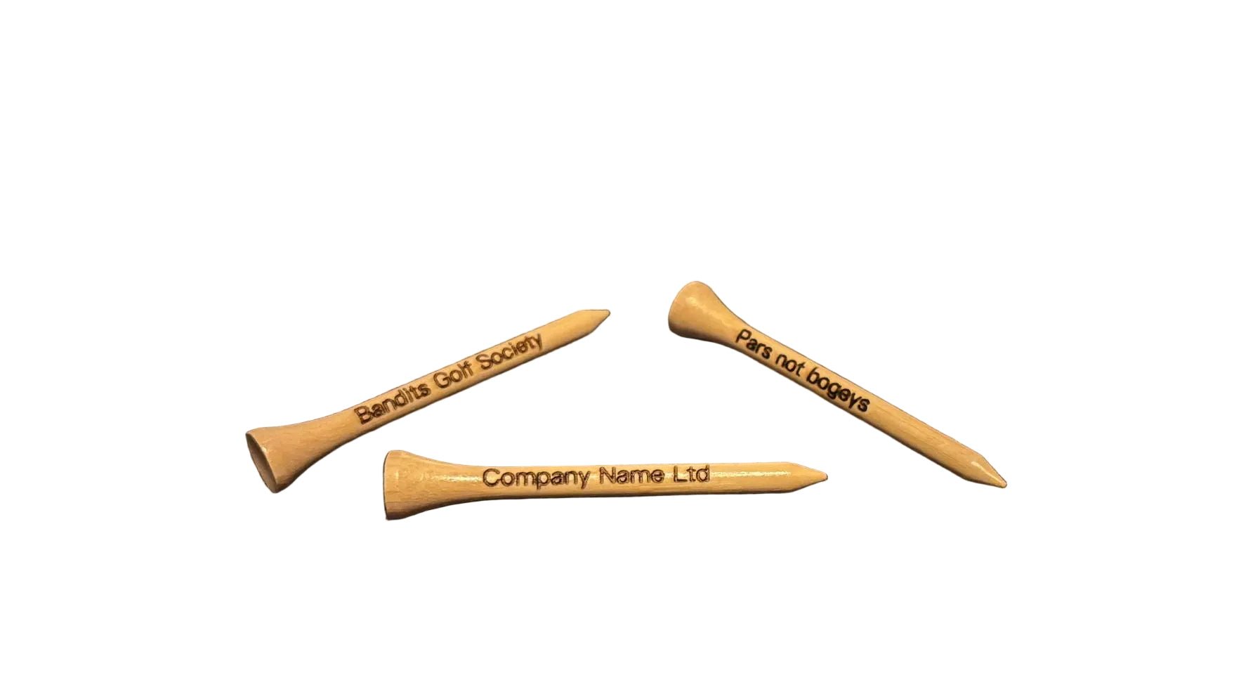 10x Personalised golf 70mm bamboo golf tees - 3F Golf