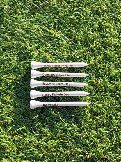 10x White 70mm personalised tees - 3F Golf