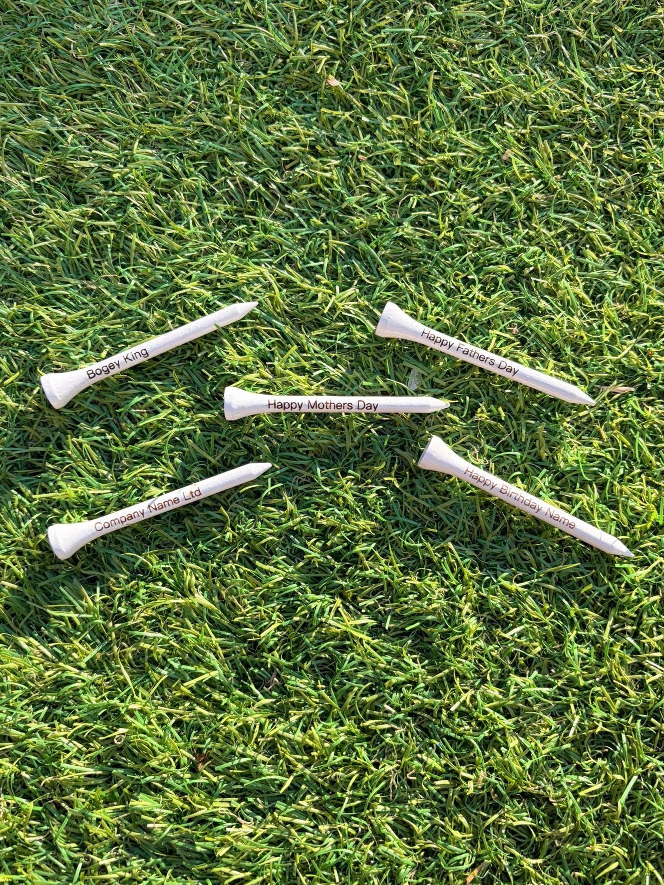 10x White 70mm personalised tees - 3F Golf