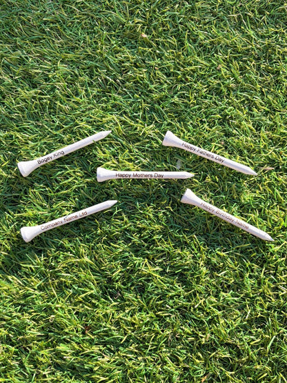 10x White 70mm personalised tees - 3F Golf