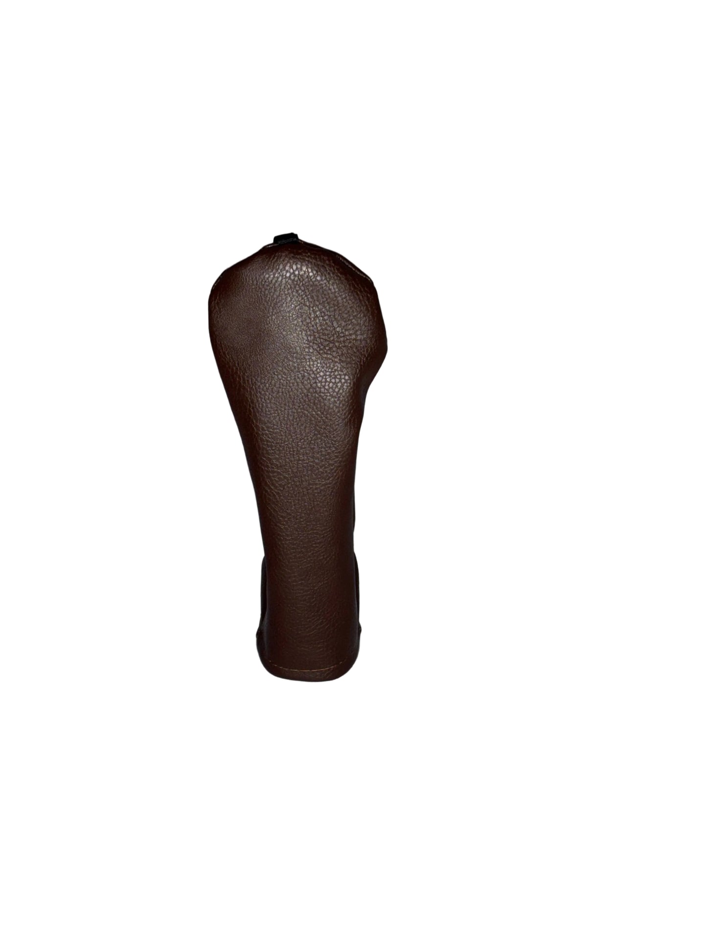 dark brown faux leather hybrid head cover front view on a white background