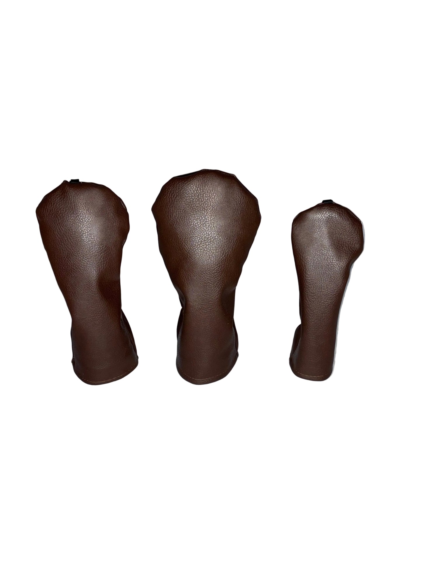dark brown heritage drive head cover wood head cover and hybrid head cover front view on a white background