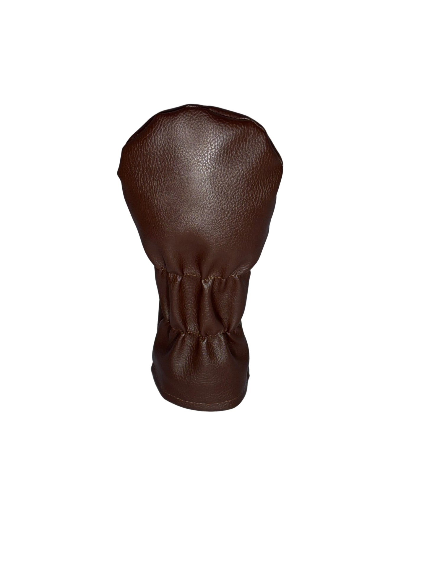 dark brown faux leather heritage collection driver head cover rear vied on a white background