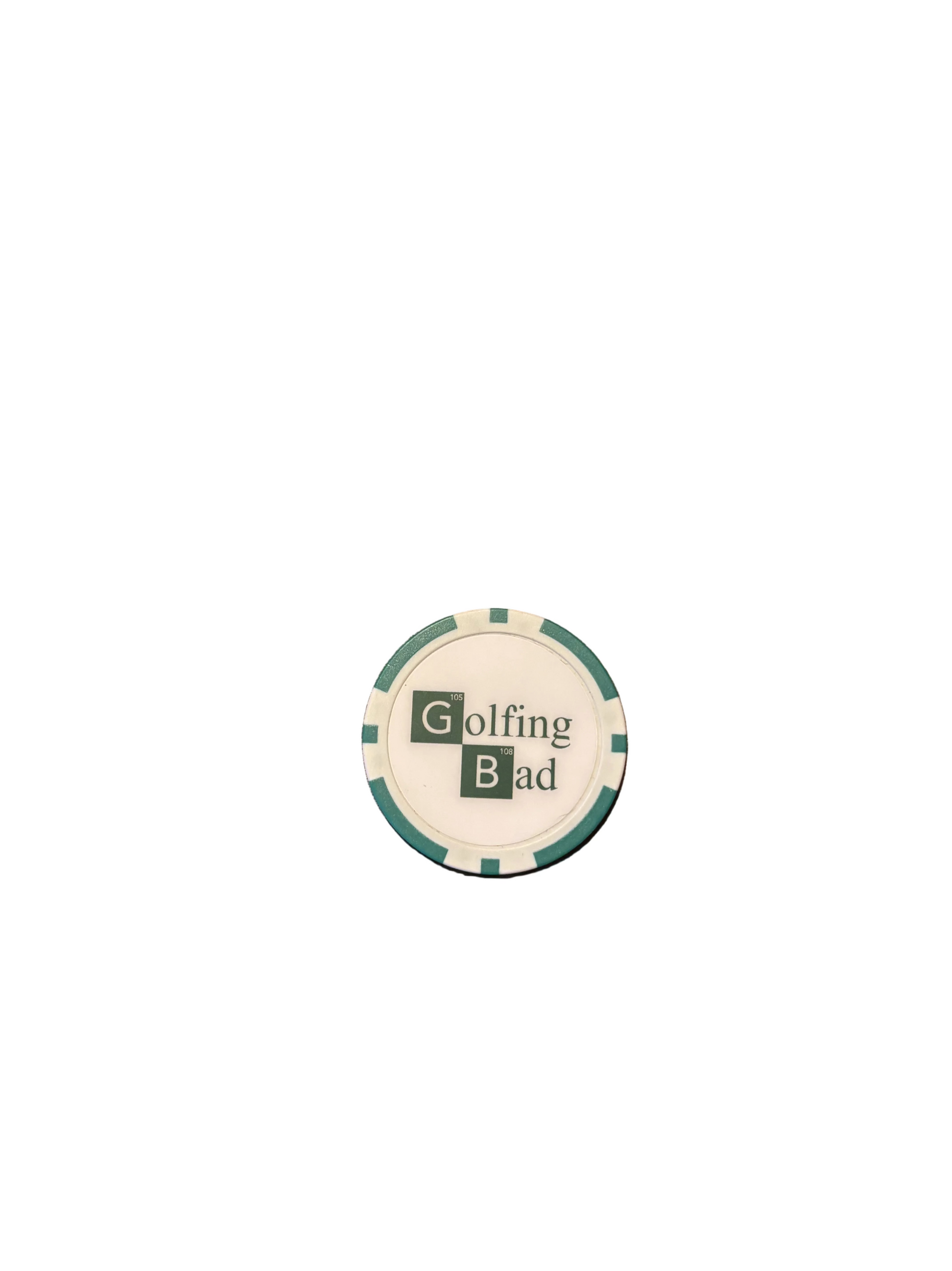 Round green and beige product with 'Golfling Bad' branding on a white background