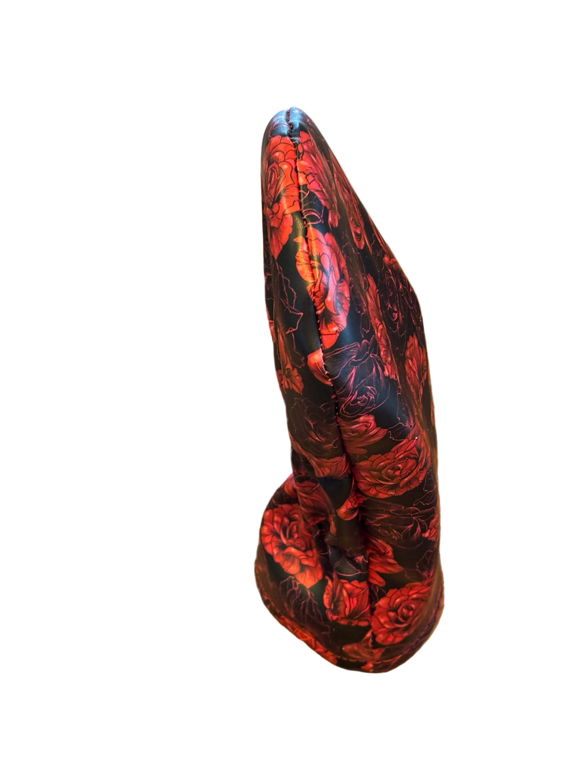 Driver head colour side view with red and black floral pattern on a white background