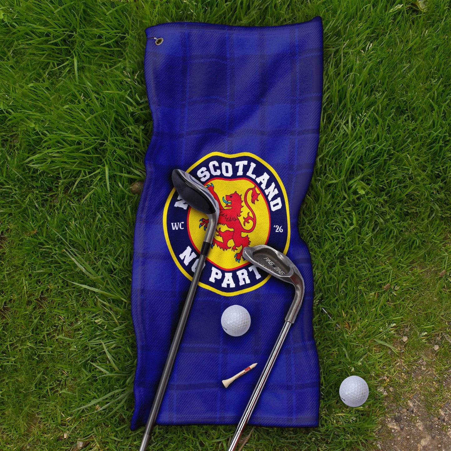 No Scotland No Party - Blue Tartan - Golf Towel