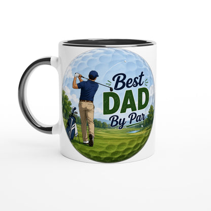 Best Dad By Par 11oz Ceramic Mug | Funny golf mug | Present for Dad Brother Son | Father's day present leaving present - 3F Golf
