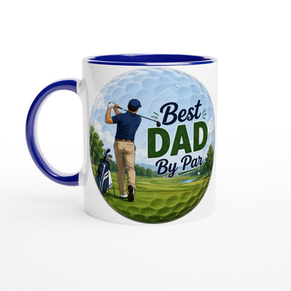 Best Dad By Par 11oz Ceramic Mug | Funny golf mug | Present for Dad Brother Son | Father's day present leaving present - 3F Golf
