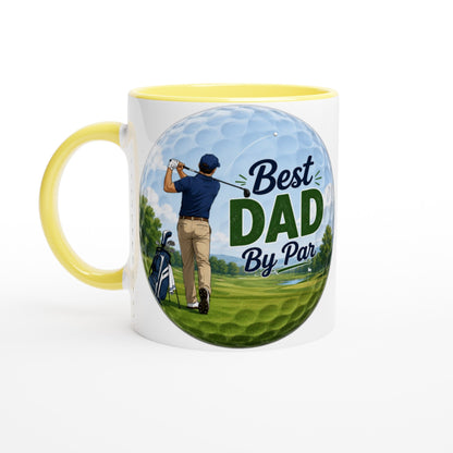 Best Dad By Par 11oz Ceramic Mug | Funny golf mug | Present for Dad Brother Son | Father's day present leaving present - 3F Golf