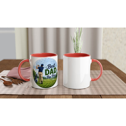 Best Dad By Par 11oz Ceramic Mug | Funny golf mug | Present for Dad Brother Son | Father's day present leaving present - 3F Golf