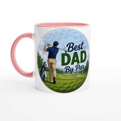 Best Dad By Par 11oz Ceramic Mug | Funny golf mug | Present for Dad Brother Son | Father's day present leaving present - 3F Golf