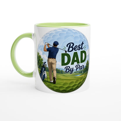 Best Dad By Par 11oz Ceramic Mug | Funny golf mug | Present for Dad Brother Son | Father's day present leaving present - 3F Golf
