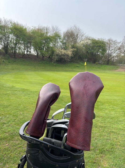 Burgundy Red Faux Leather Head Covers | Premium Protection - 3F Golf