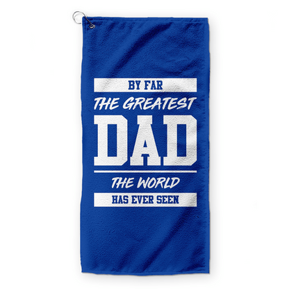 By Far The Greatest Dad - Blue - Retro Lightweight, Microfibre Golf Towel - 3F Golf