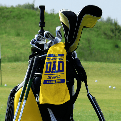 By Far The Greatest Dad - Yellow - Retro Lightweight, Microfibre Golf Towel - 3F Golf
