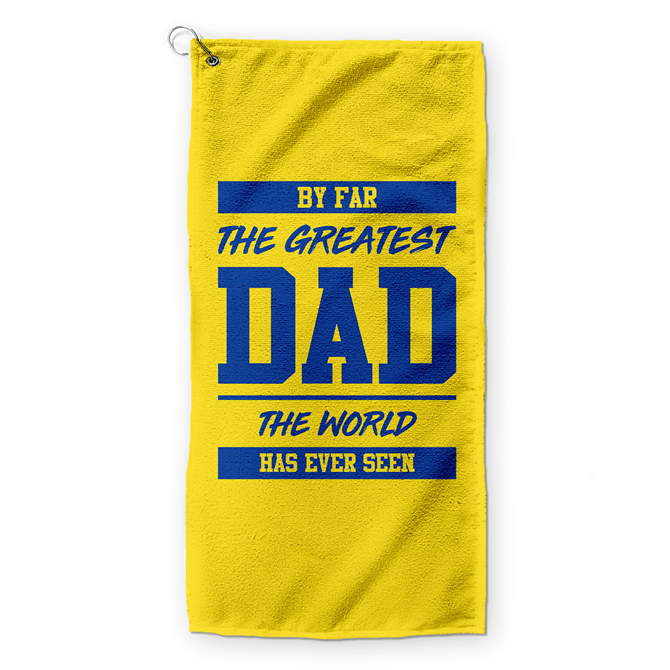 By Far The Greatest Dad - Yellow - Retro Lightweight, Microfibre Golf Towel - 3F Golf