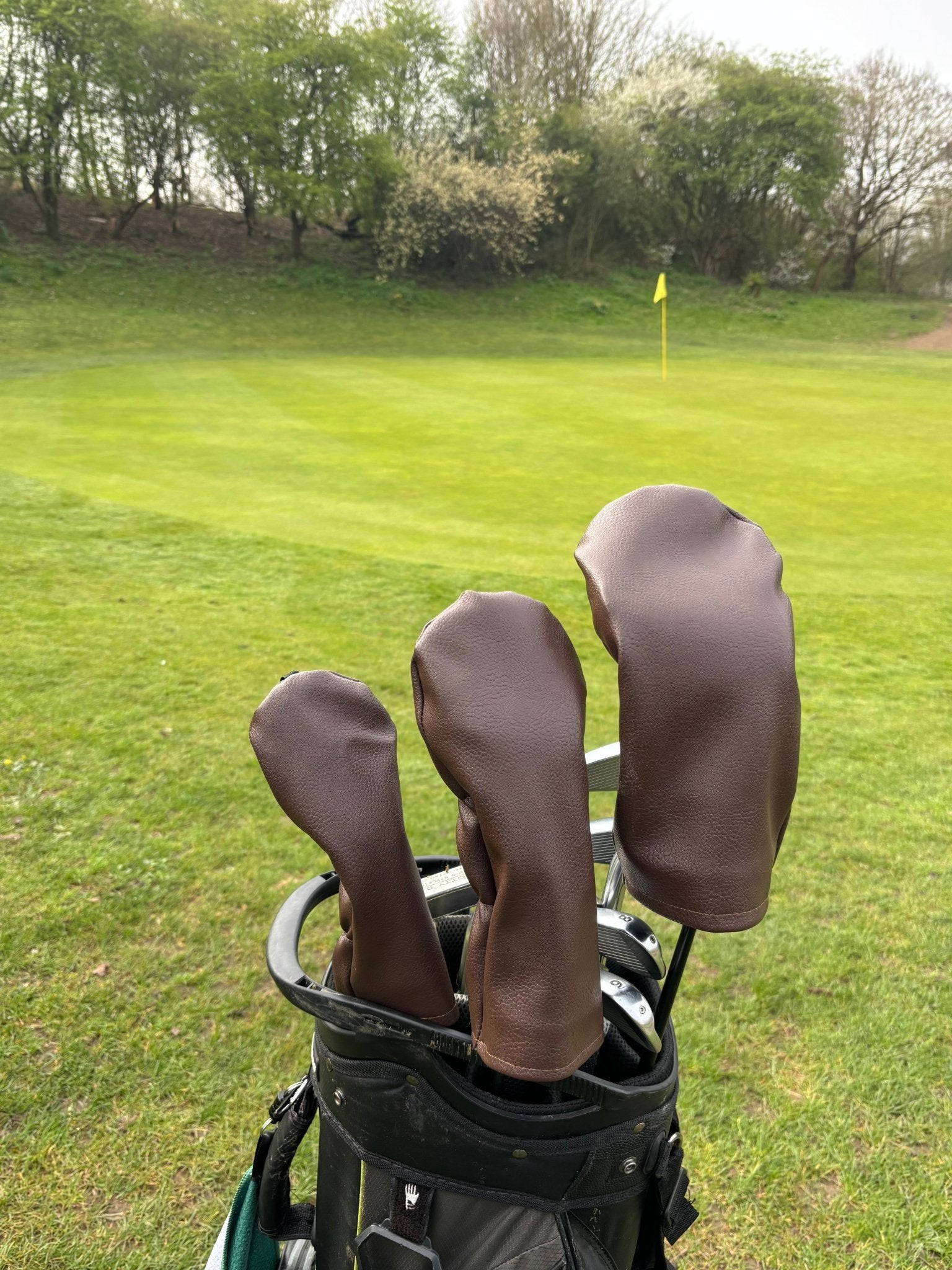Dark Brown Faux Leather Head Covers | Premium Protection - 3F Golf