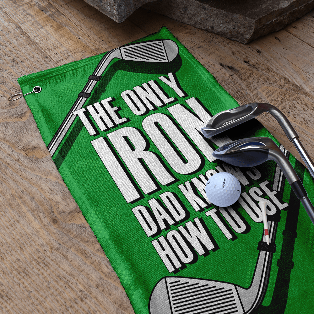 Father's Day Golf Iron - Retro Lightweight, Microfibre Golf Towel - 3F Golf