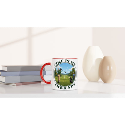 Golf Is My Therapy 11oz Ceramic Mug | Funny golf mug | Present for Dad Brother Son | Father's day present leaving present - 3F Golf