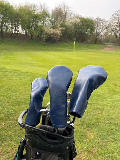 Navy Blue Faux Leather Head Covers | Premium Protection - 3F Golf