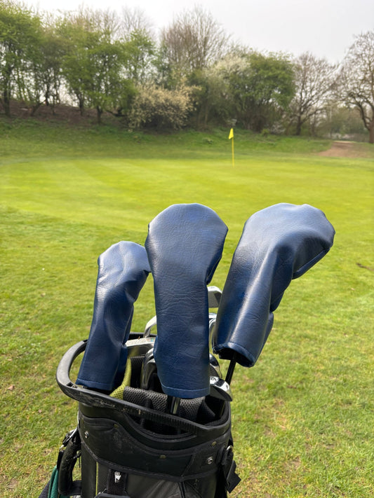 Navy Blue Faux Leather Head Covers | Premium Protection - 3F Golf