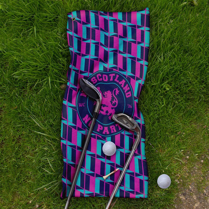 No Scotland No Party Blue & Pink Retro Pattern - Golf Towel - 3F Golf