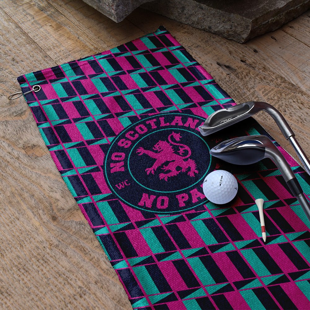 No Scotland No Party Blue & Pink Retro Pattern - Golf Towel - 3F Golf