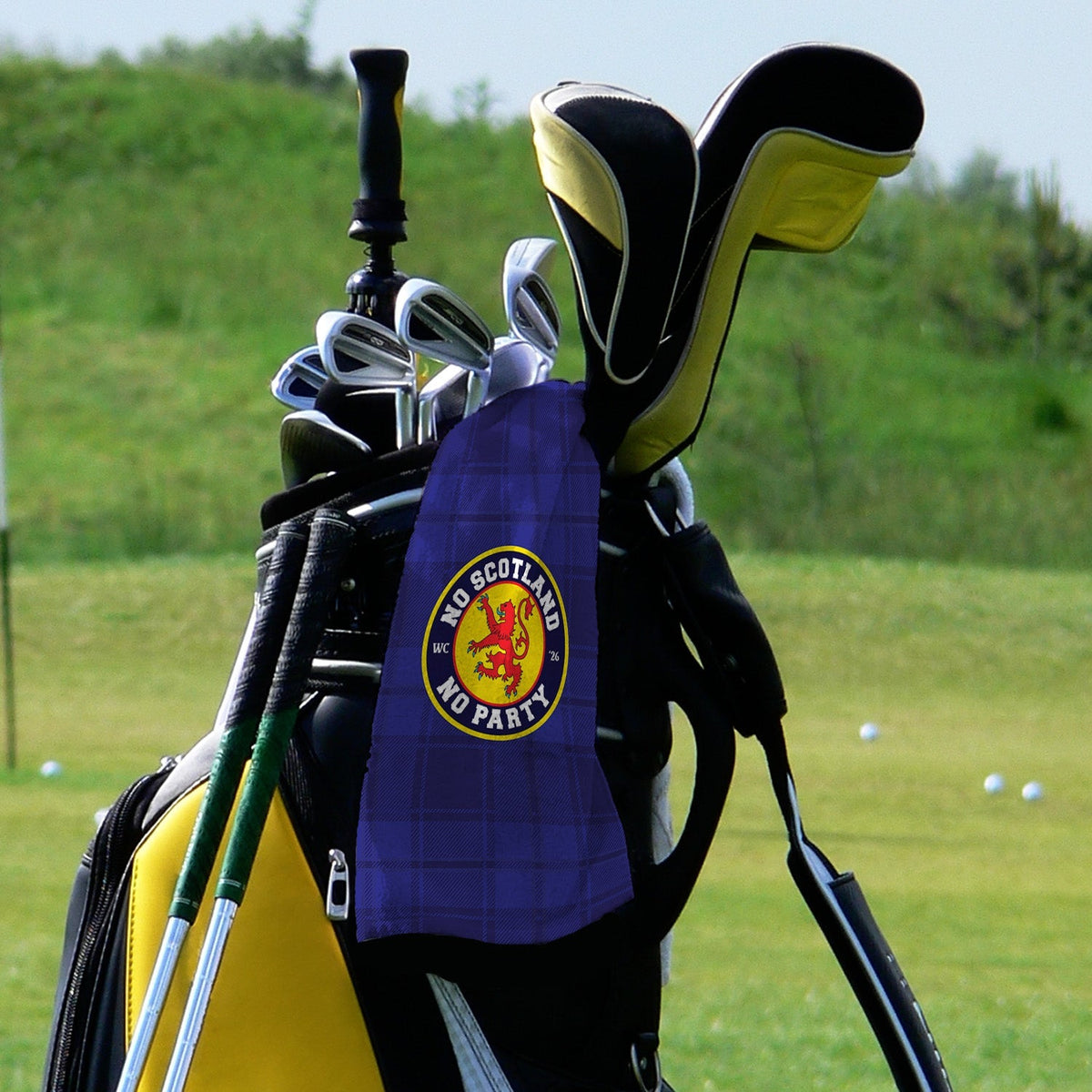 No Scotland No Party - Blue Tartan - Golf Towel - 3F Golf
