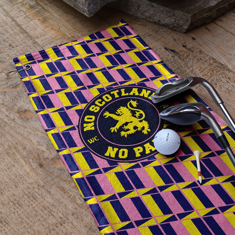 No Scotland No Party Yellow & Pink Retro Pattern - Golf Towel - 3F Golf