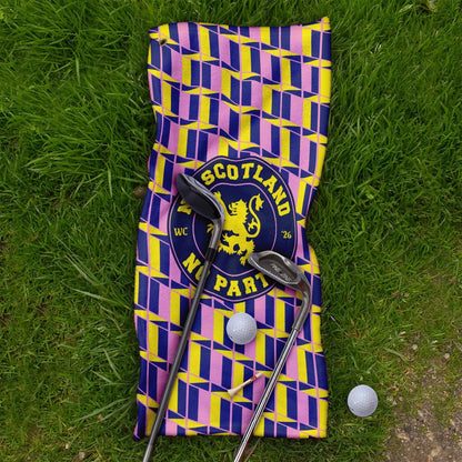 No Scotland No Party Yellow & Pink Retro Pattern - Golf Towel - 3F Golf