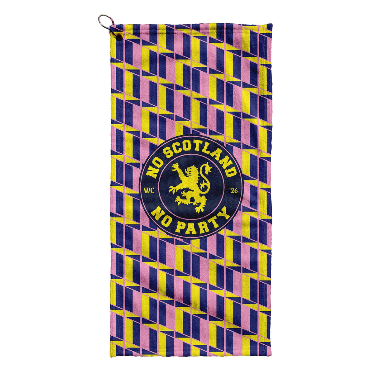 No Scotland No Party Yellow & Pink Retro Pattern - Golf Towel - 3F Golf