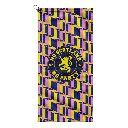 No Scotland No Party Yellow & Pink Retro Pattern - Golf Towel - 3F Golf