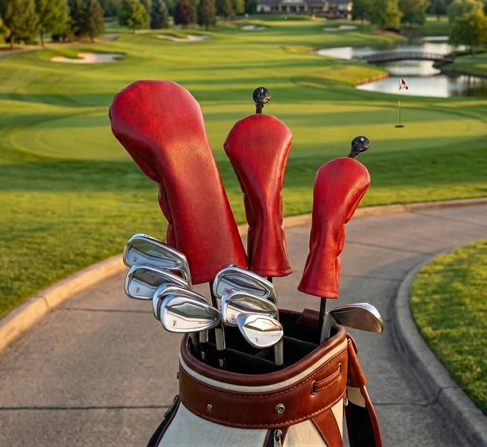 Red Faux Leather Head Covers | Premium Protection - 3F Golf