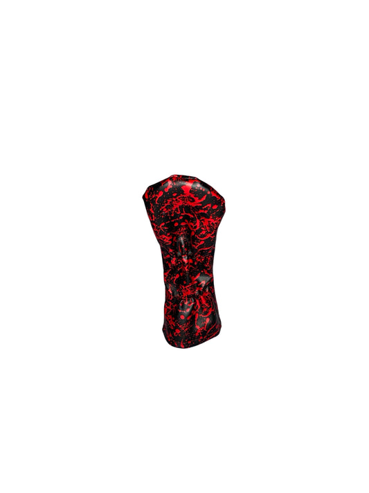 red splatter pattern hybrid head cover back on a white background