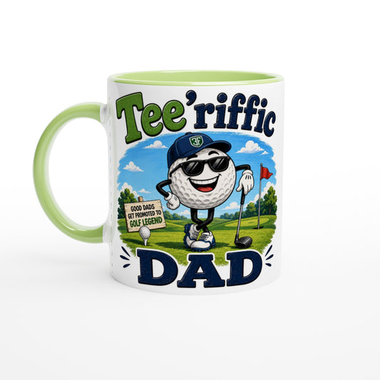 Tee'rific Dad 11oz Ceramic Mug | Funny golf mug | Present for Dad Brother Son | Father's day present leaving present - 3F Golf